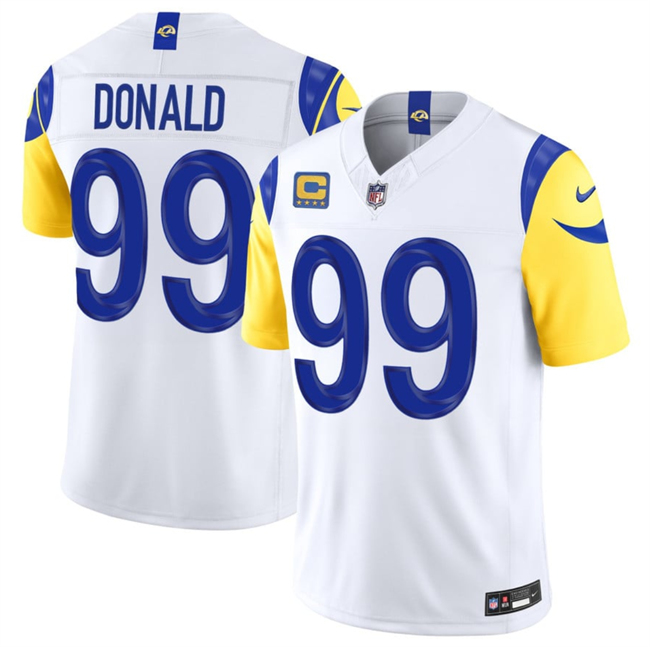 Men's Los Angeles Rams #99 Aaron Donald White 2026 F.U.S.E. 4- Star C Patch Vapor Limited Stitched Football Jersey